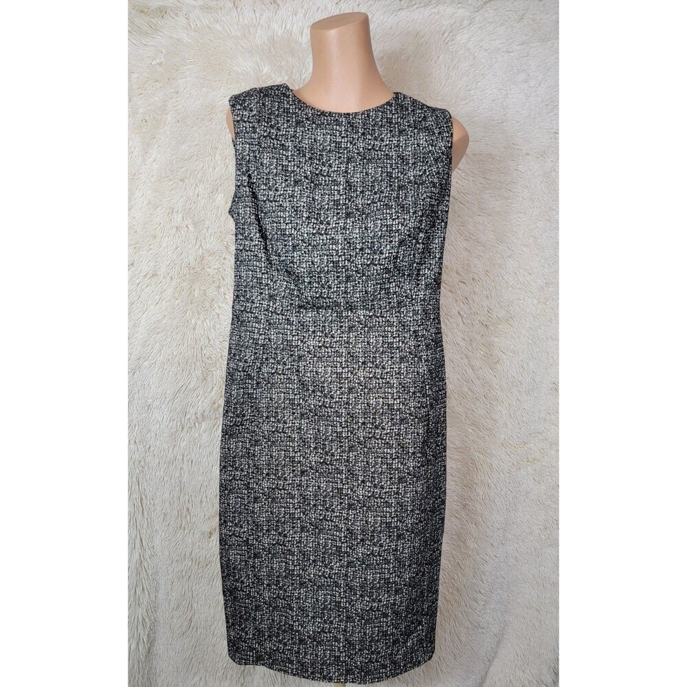 CALVIN KLEIN Women Size 14 Sleeveless Dress Stretch Back Zipper Black Gold NEW W